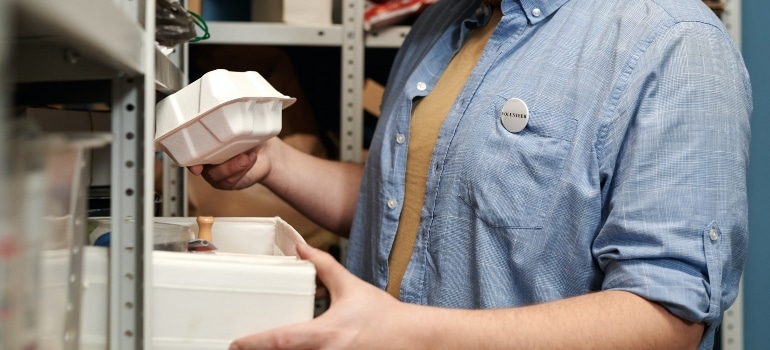 man holding a box