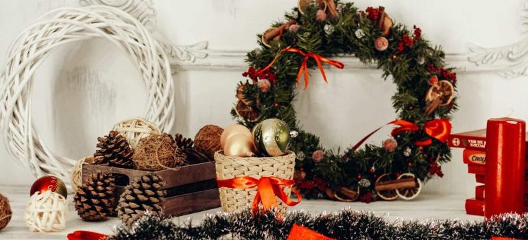 Christmas decorations on the table