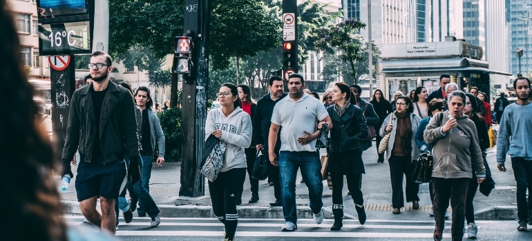 people walking down the street