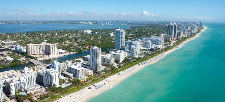 an aerial view of the Miami Beach
