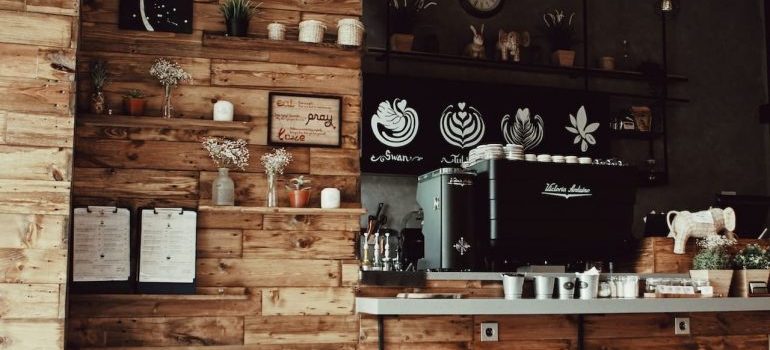 A well decorated coffee shop.