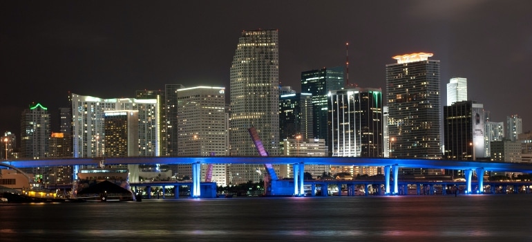 Miami panorama at night.