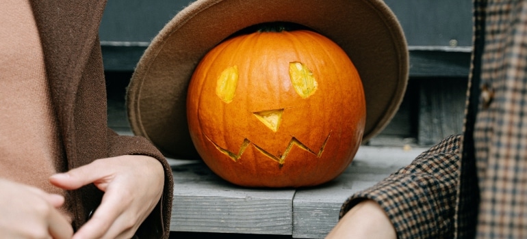 Jack O lantern closeup.