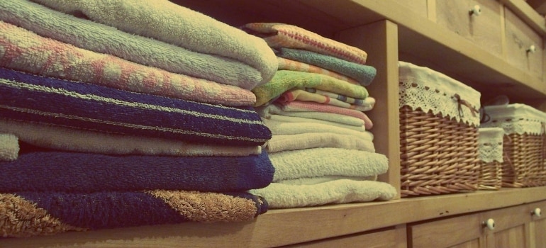 Towels in the bathroom.