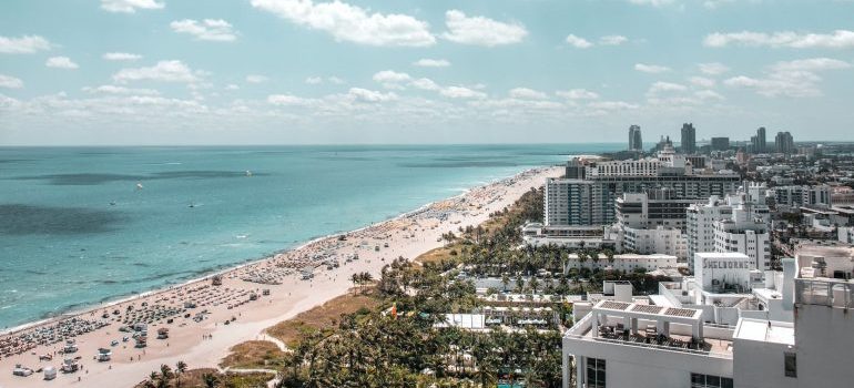 Miami Beach with beautiful weather which is one of the reasons to move to Miami this spring.