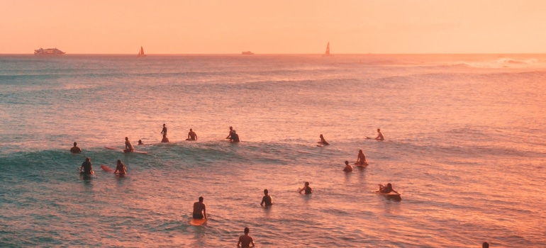 People having fun in the water.