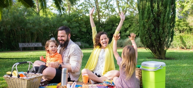 A family having fun at the picnic