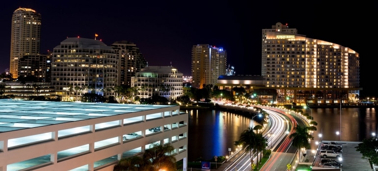 Hotels in Brickell during the night.