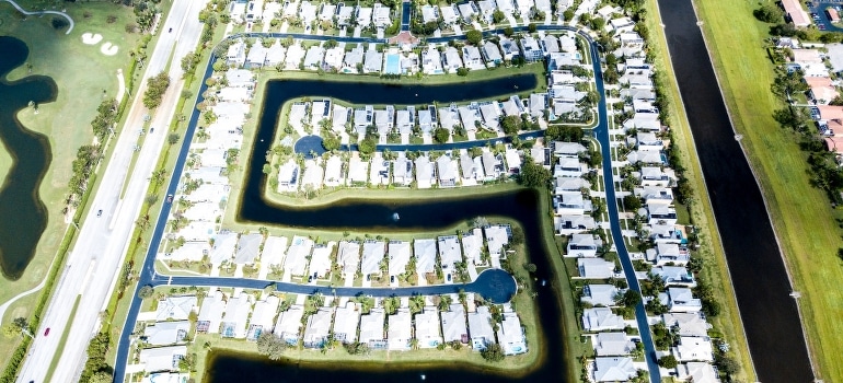 Aerial view of homes after the move to Deerfield Beach
