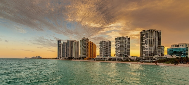 Buildings next to the water