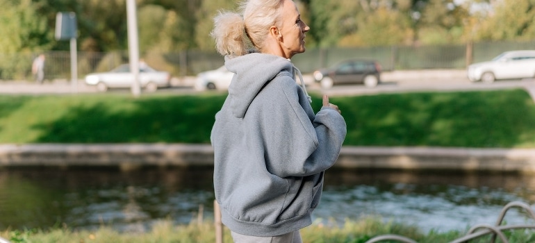 A woman jogging