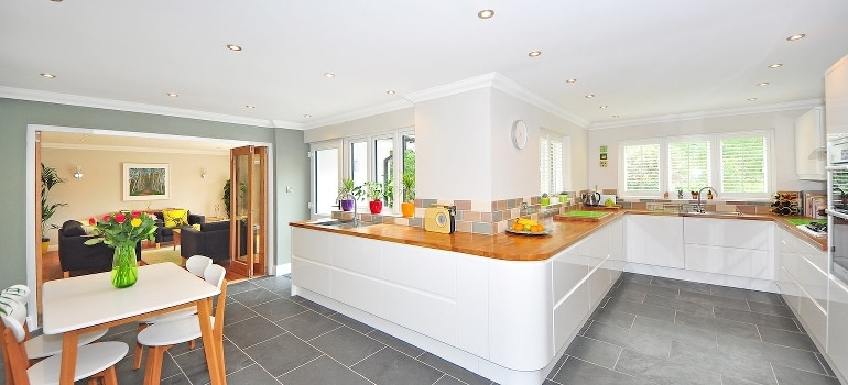 Wooden Kitchen inside the home in one of the top cities to move to in South Florida. 