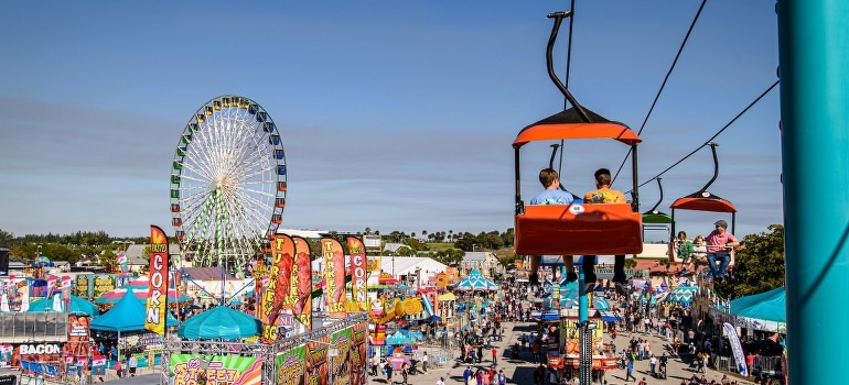 A carnival in West Palm Beach filled with lots of rides