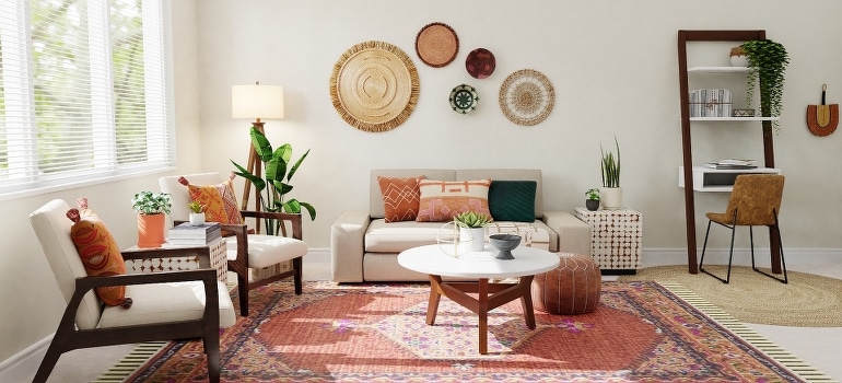 White and brown living room set