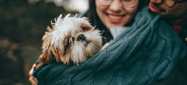 a couple and their dog together in one of the best cities in Florida for dog-owners