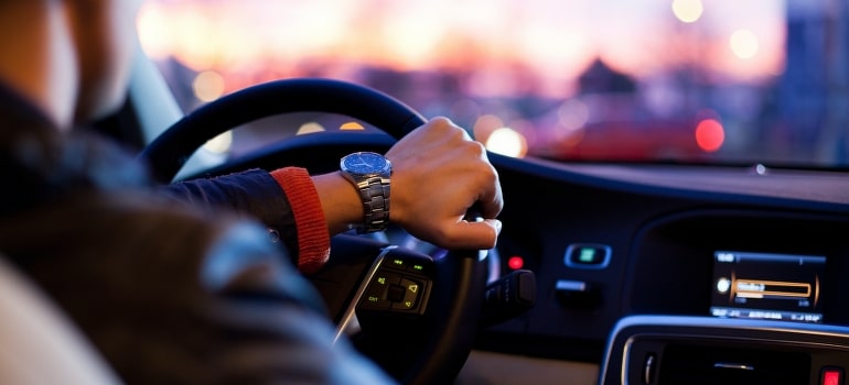 A man driving a car