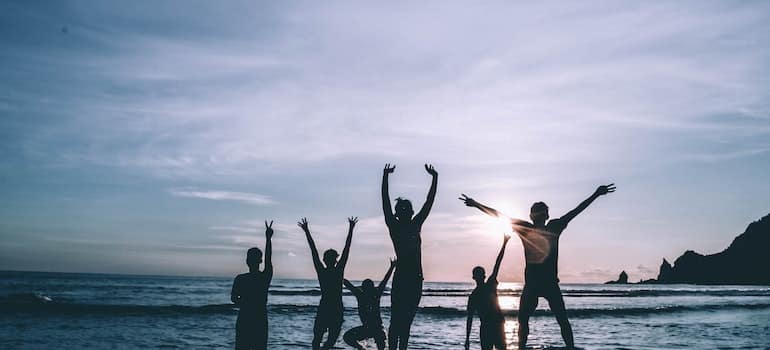 A family on the beach