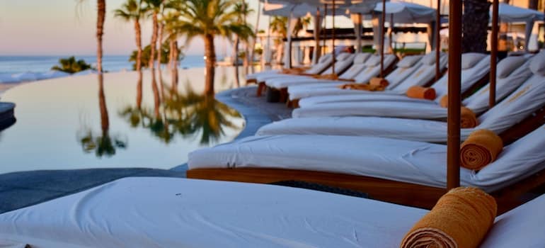 Lounge chairs in the resort