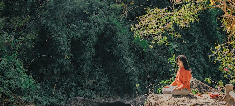 A woman sitting in the park