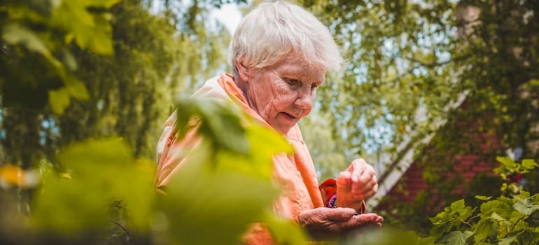 A woman near the plants 