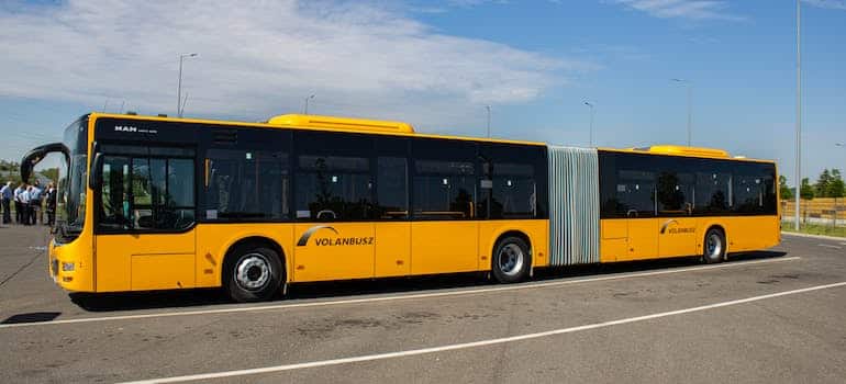 A yellow bus