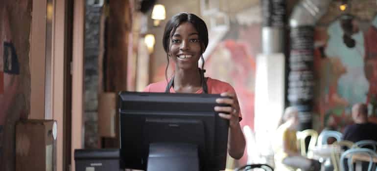 A woman in the Cuban restaurant