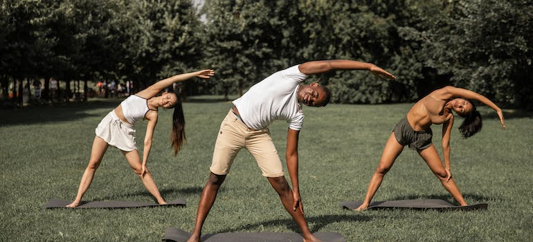 People doing yoga