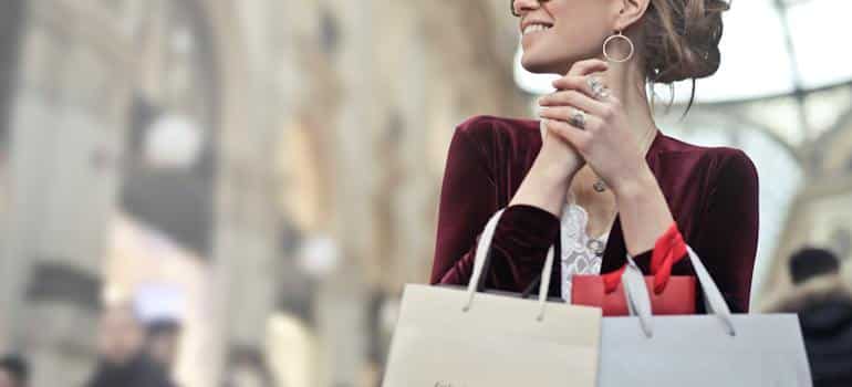 A woman with shopping bags