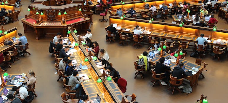 Students in the library in one of the best college towns in Florida