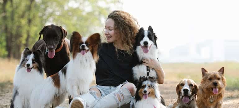 A woman with pets