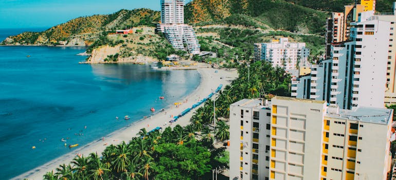 Buildings near beach