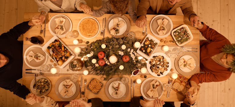 A family having a holiday dinner