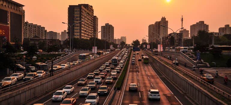 A traffic on the road 