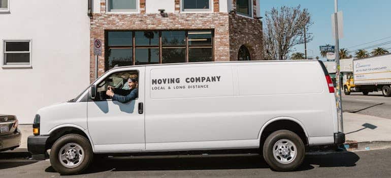 A moving company van