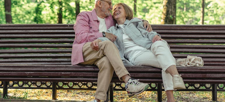 A senior couple in the park