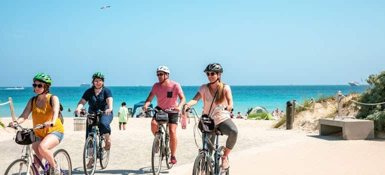 People riding bicycles 