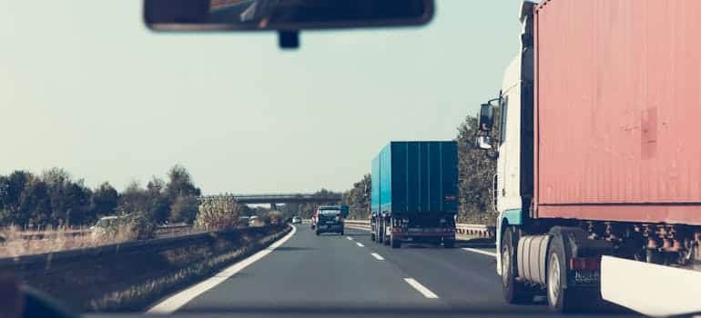 Moving truck on the road