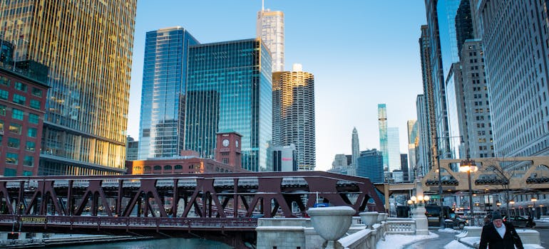 A person walking in Chicago