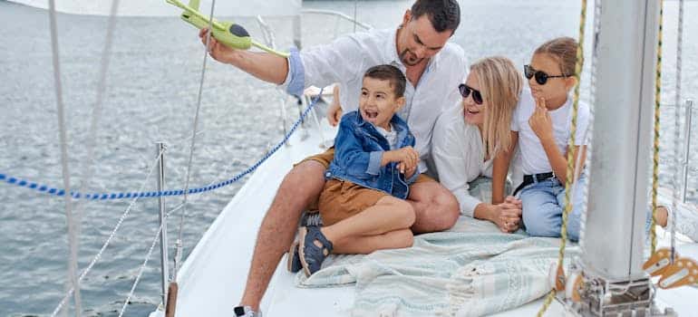 Family on the boat