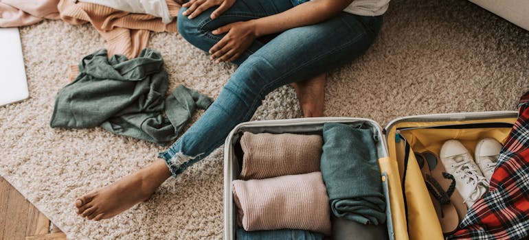 A person packing 