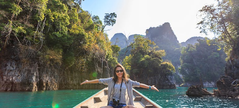 A woman on the boat 
